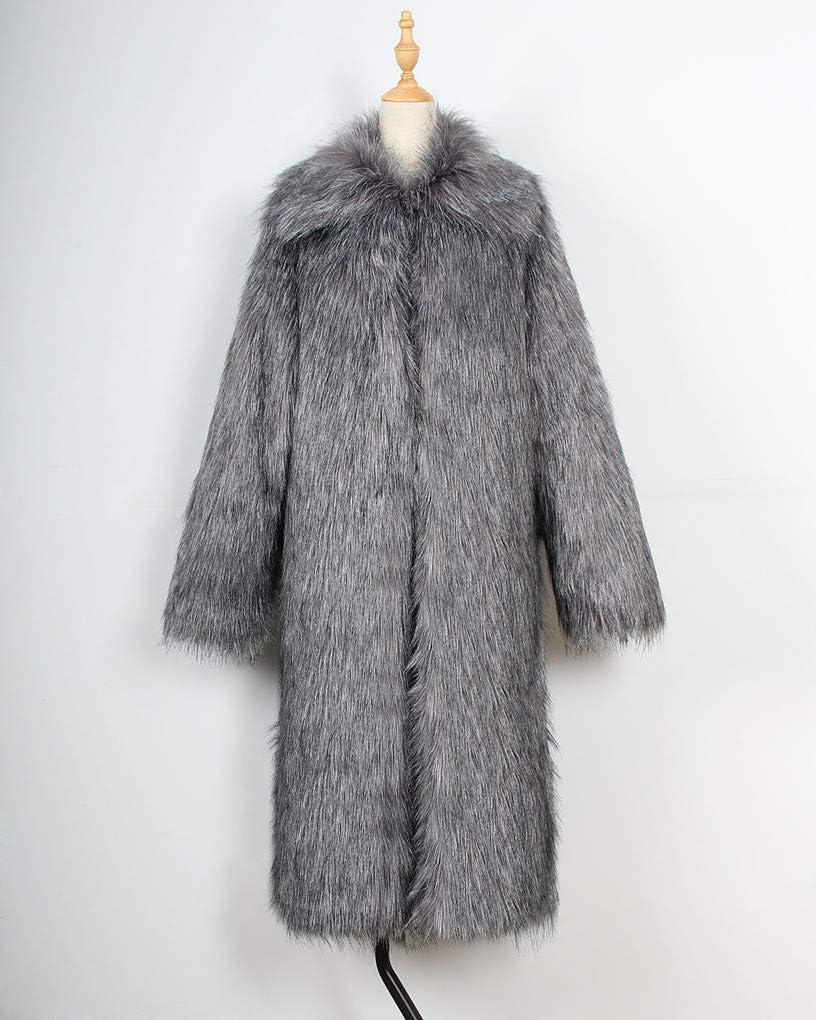imageRomanticDesign Womens Long Lapel Faux fur Jacket Shaggy Coat Warm Outerwear CardiganDark Grey