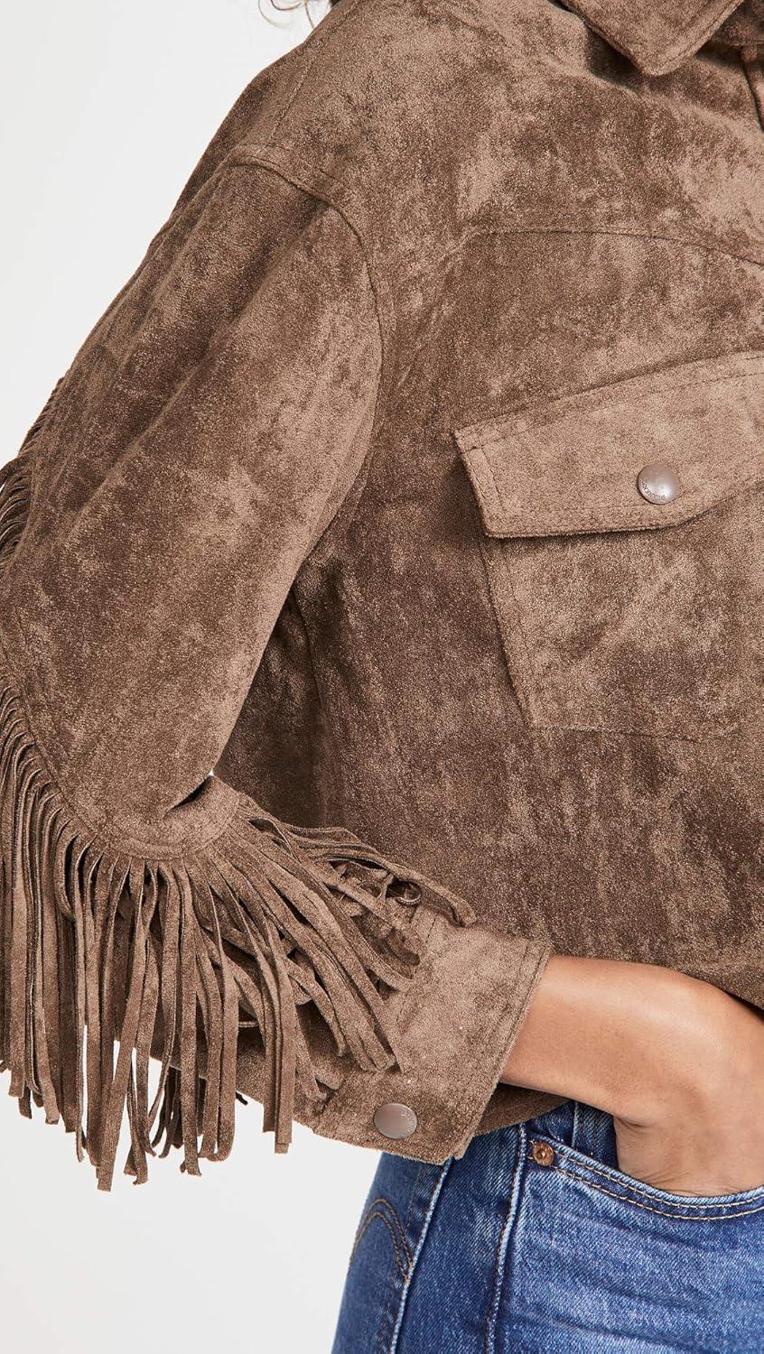 imageBLANKNYC Womens Hot Cocoa Faux Suede Fringe JacketHot Cocoa