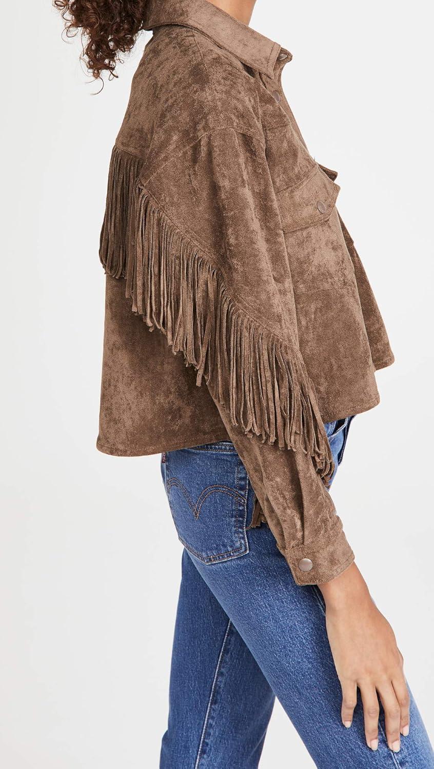 imageBLANKNYC Womens Hot Cocoa Faux Suede Fringe JacketHot Cocoa