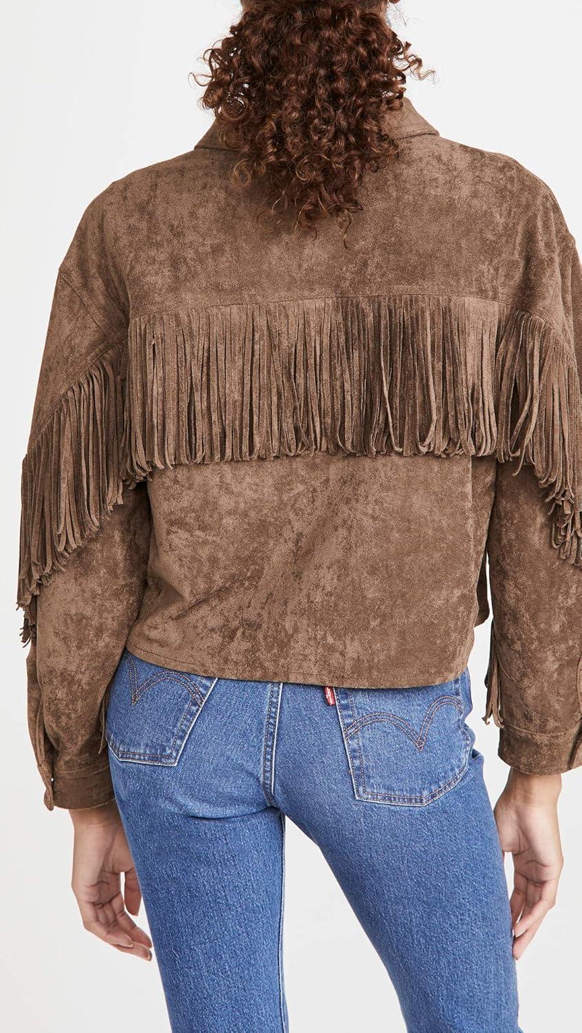 imageBLANKNYC Womens Hot Cocoa Faux Suede Fringe JacketHot Cocoa
