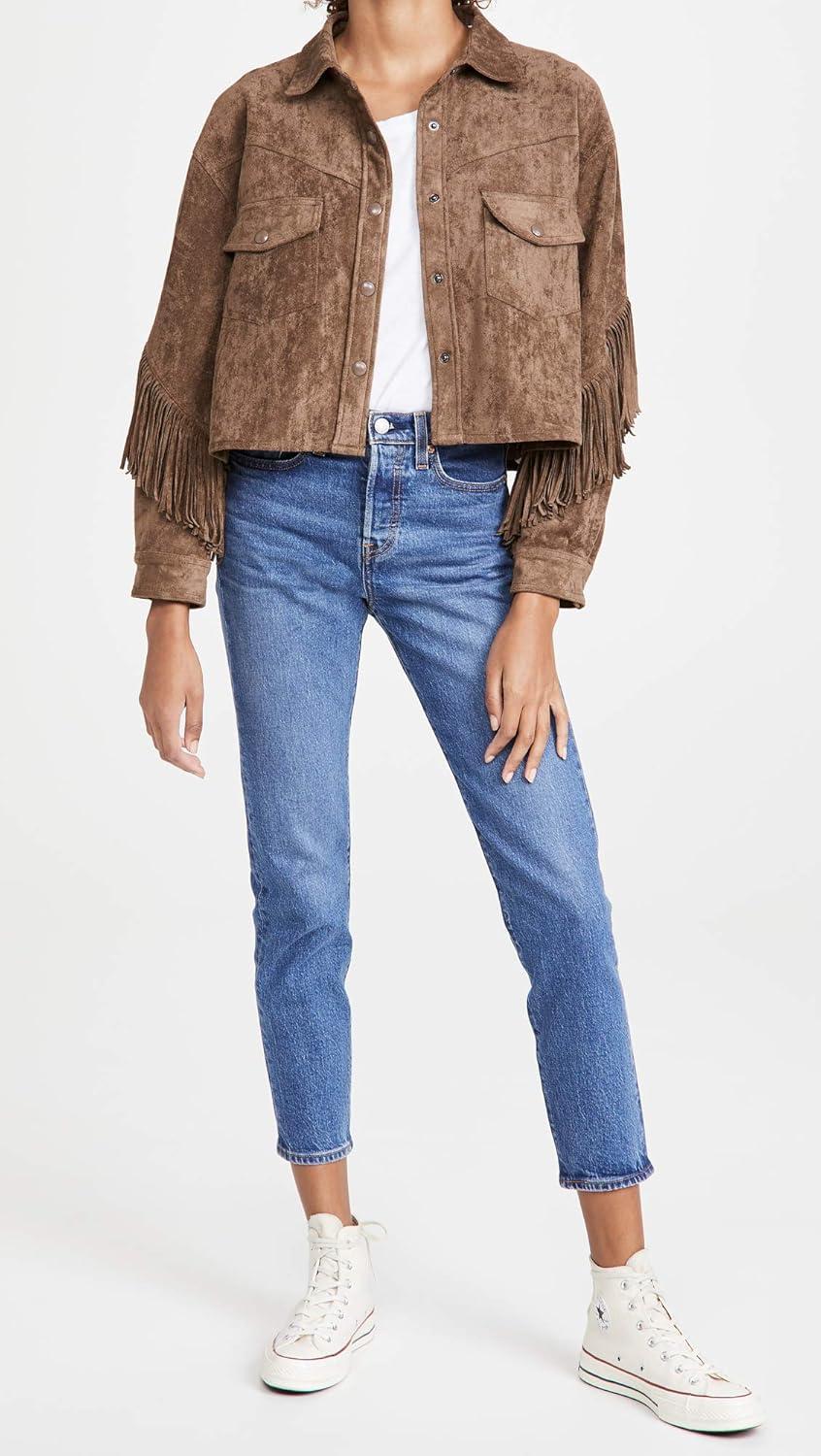 imageBLANKNYC Womens Hot Cocoa Faux Suede Fringe JacketHot Cocoa