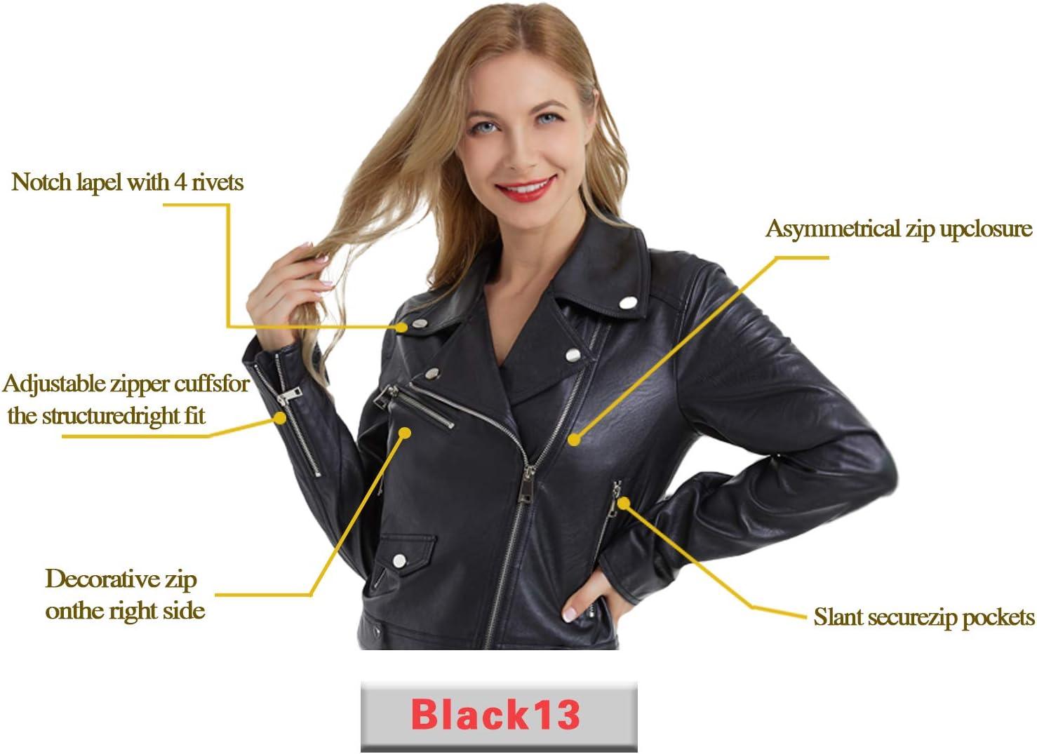 imageDIASHINY Faux Leather Jacket For Women Crop Short Cropped PU Slim Zip Up Moto Biker Coat Motorcycle Jackets013 Blue