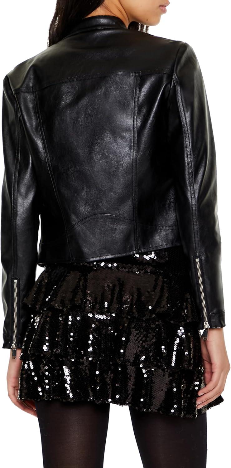 imageForever 21 womens Faux Leather Moto JacketBlack