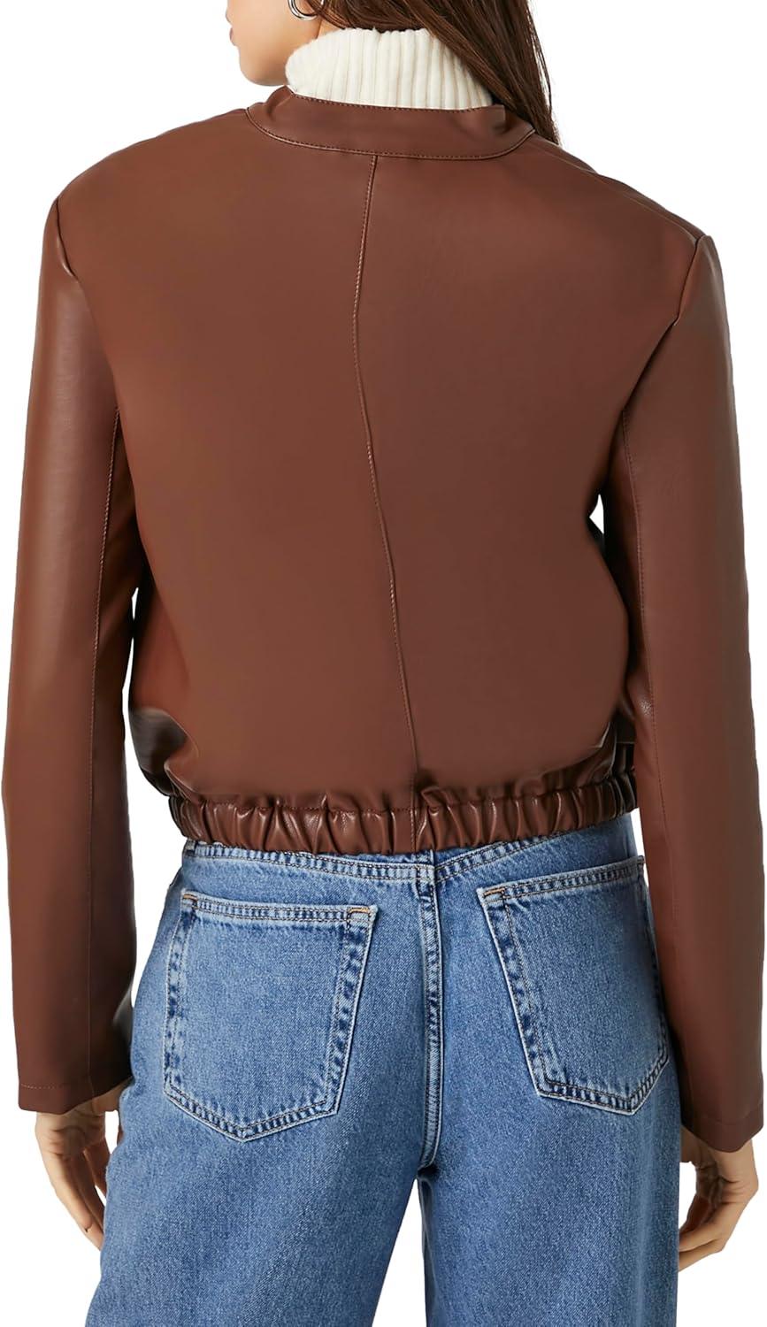 imageForever 21 womens Faux Leather Moto JacketBrown