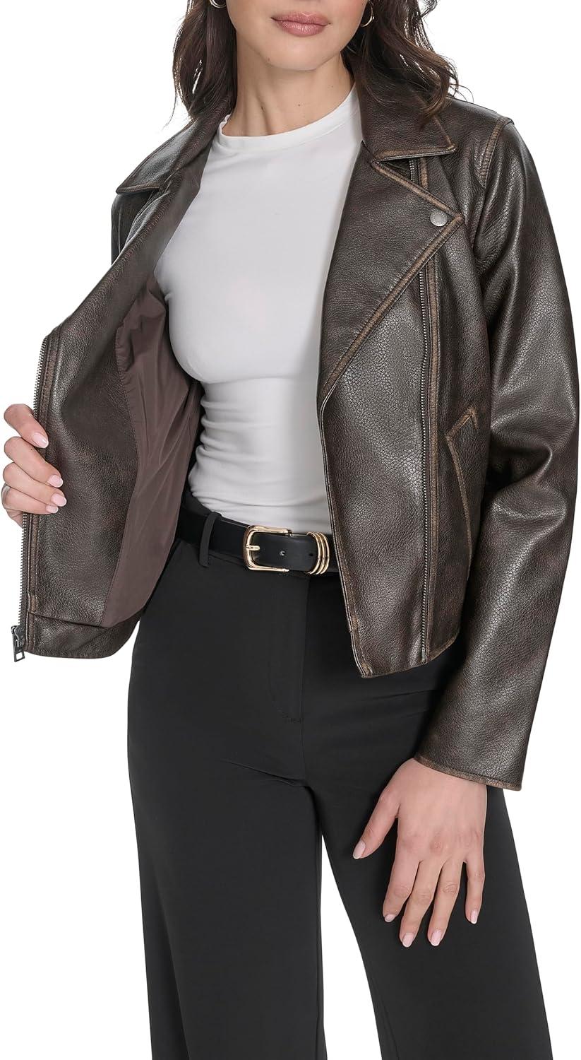 imageLevis womens Moto Jacket With Welt PocketsVintage Grainy Brown