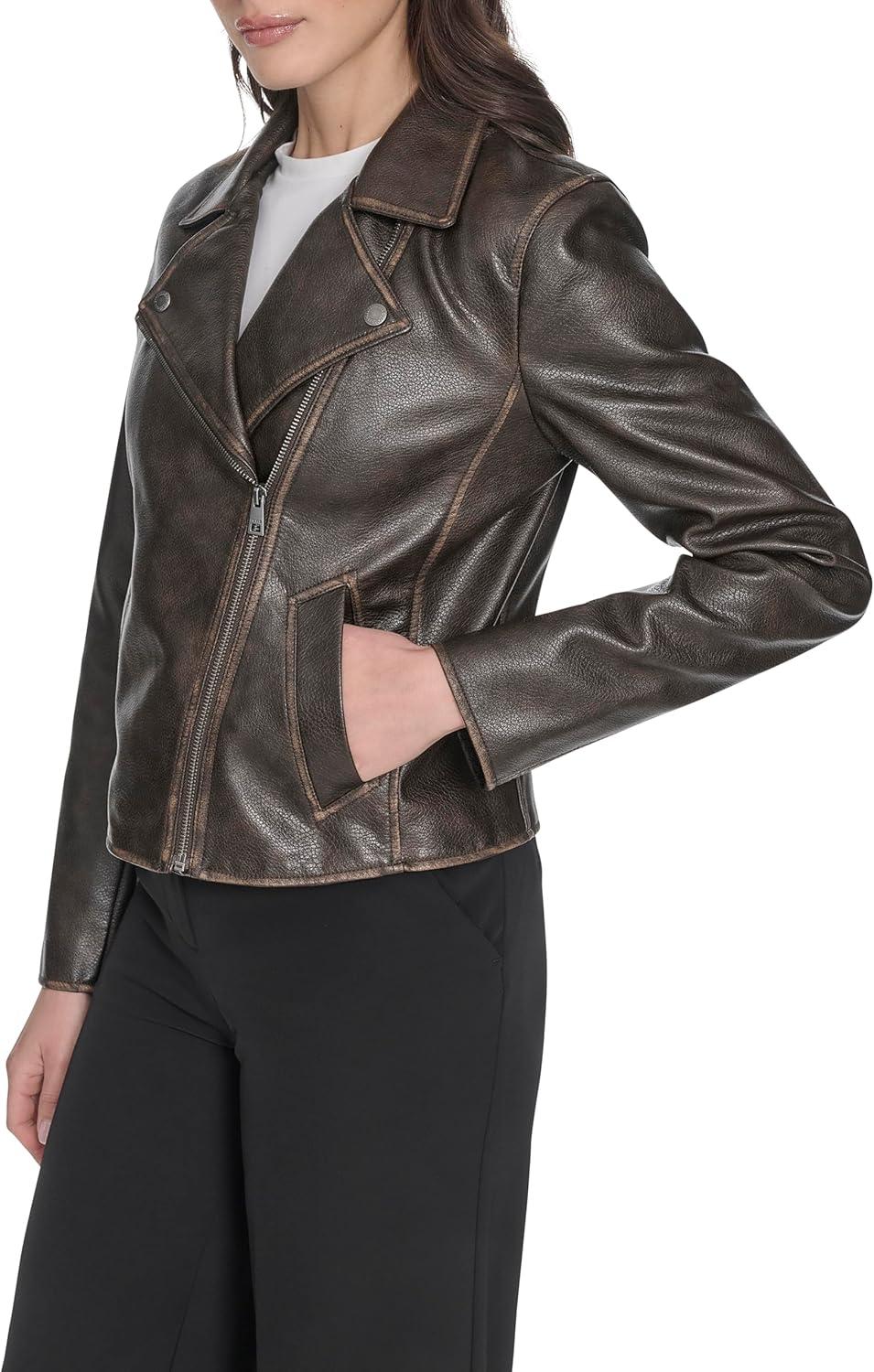 imageLevis womens Moto Jacket With Welt PocketsVintage Grainy Brown