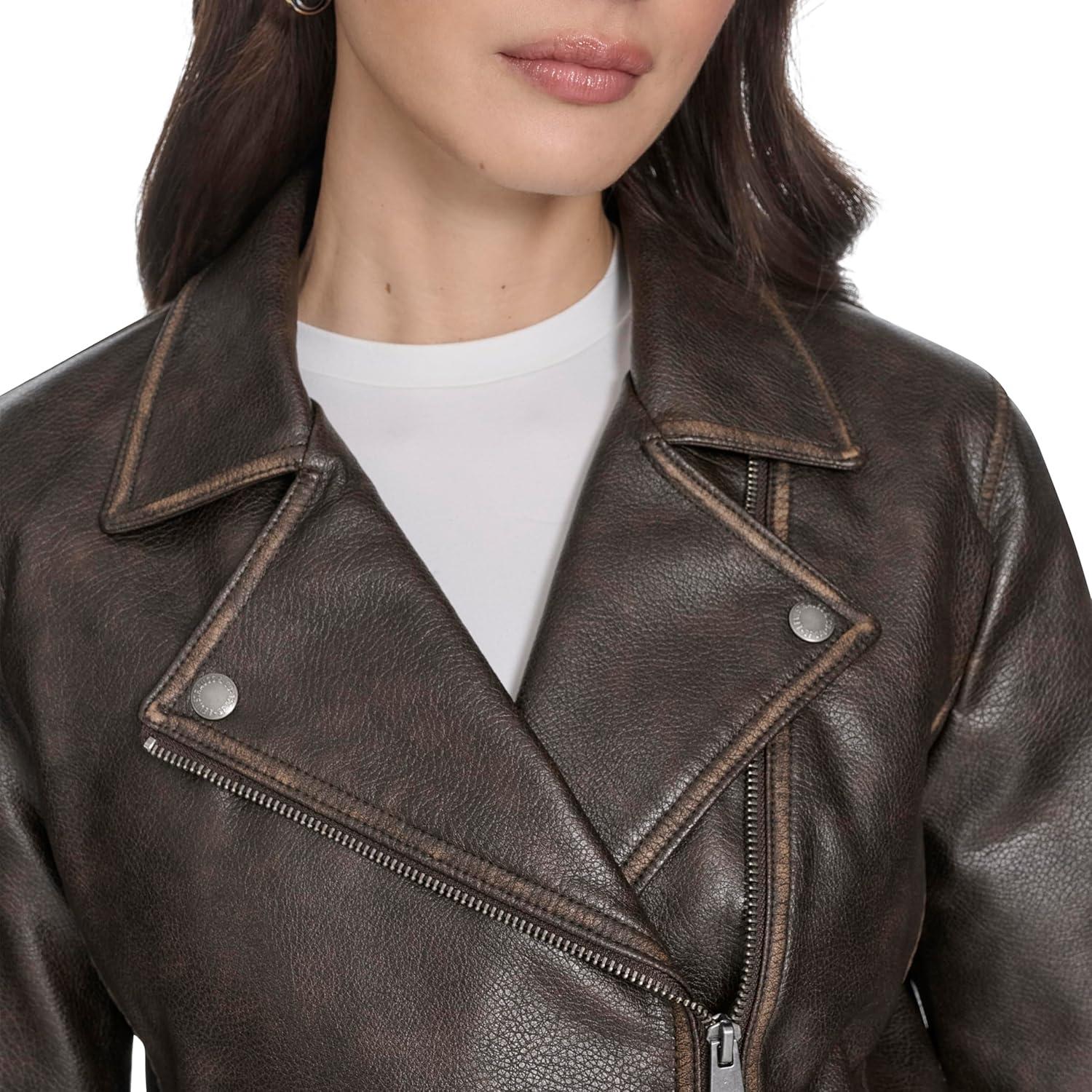 imageLevis womens Moto Jacket With Welt PocketsVintage Grainy Brown