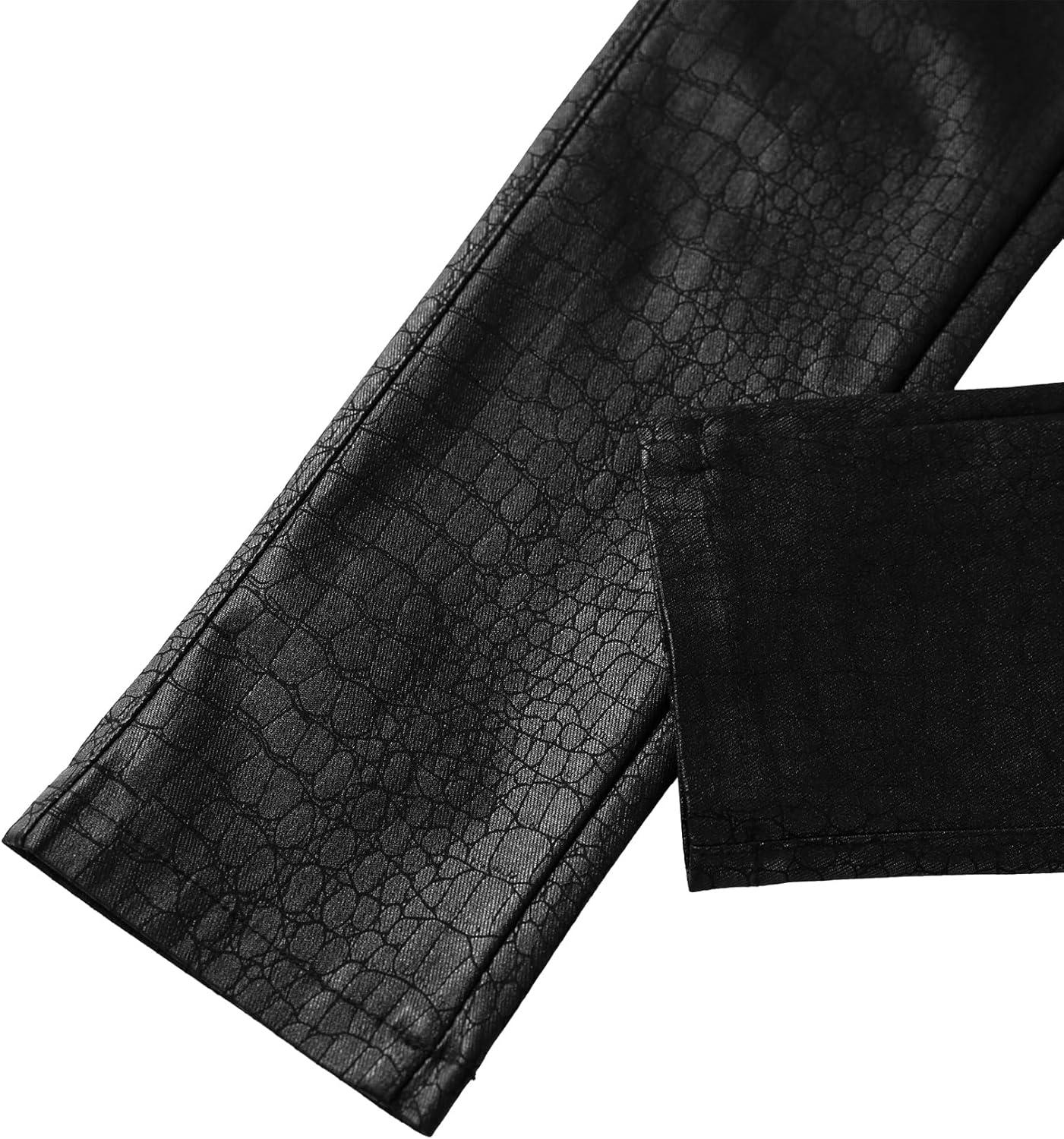 imageSOFIAS CHOICE Women Skinny Faux Leather Pants Low Rise Coated Stretchy Legging Pants with PocketsBlack