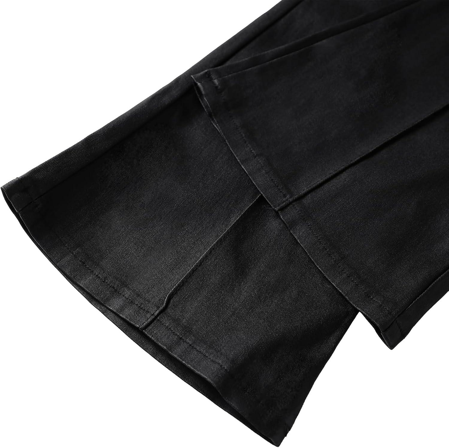 imageSOFIAS CHOICE Women Skinny Faux Leather Pants Low Rise Coated Stretchy Legging Pants with PocketsBlack Solid
