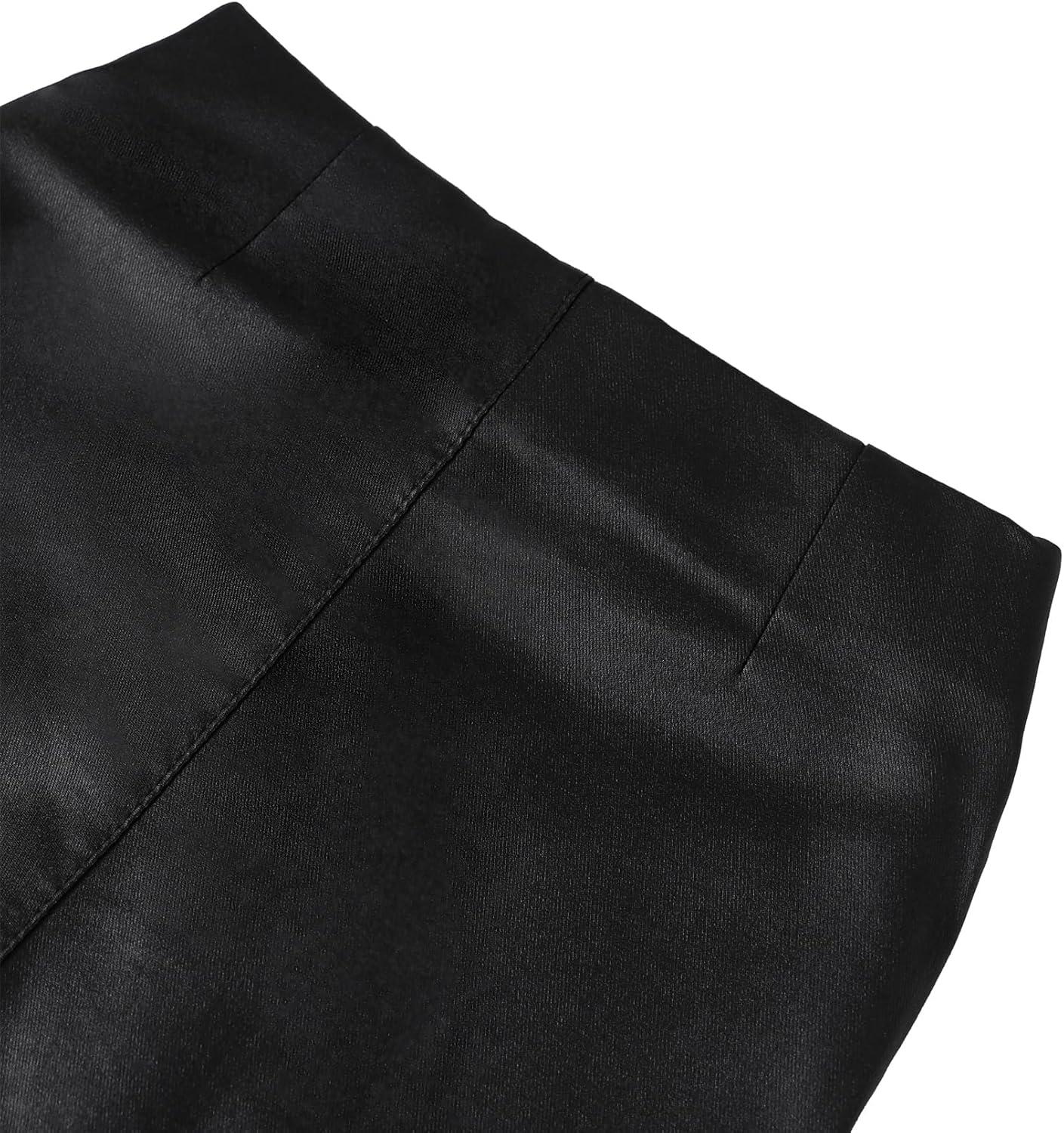 imageSOFIAS CHOICE Women Skinny Faux Leather Pants Low Rise Coated Stretchy Legging Pants with PocketsBlack Solid
