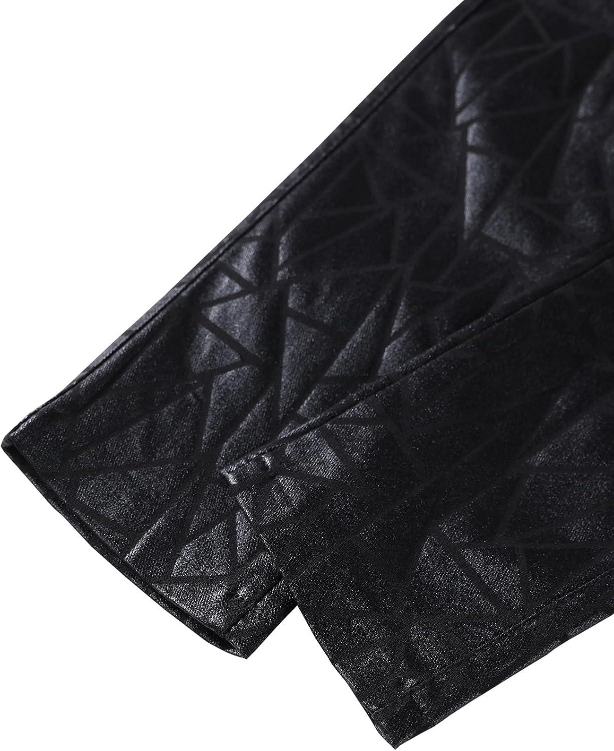 imageSOFIAS CHOICE Women Skinny Faux Leather Pants Low Rise Coated Stretchy Legging Pants with PocketsBlack Texture