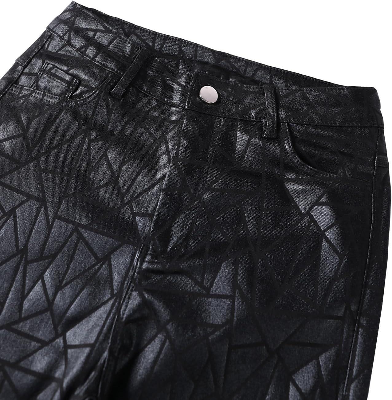 imageSOFIAS CHOICE Women Skinny Faux Leather Pants Low Rise Coated Stretchy Legging Pants with PocketsBlack Texture