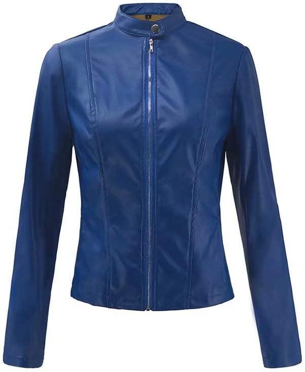 imageWomens Faux Leather Jackets Moto Biker Short Coat Jacket Zip Up Fall Fashion Motorcycle Jackets Trendy ClothesBlue