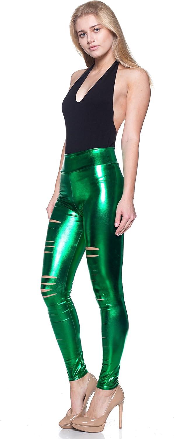 imageWomens J2 Love Faux Leather Ripped LeggingMetallic Green