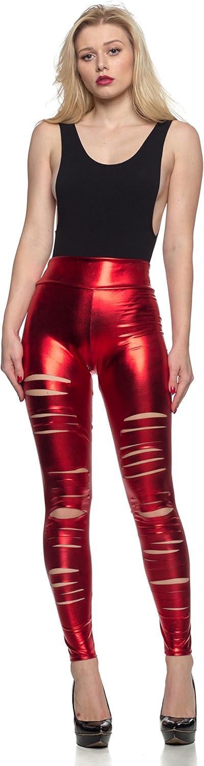 imageWomens J2 Love Faux Leather Ripped LeggingMetallic Red