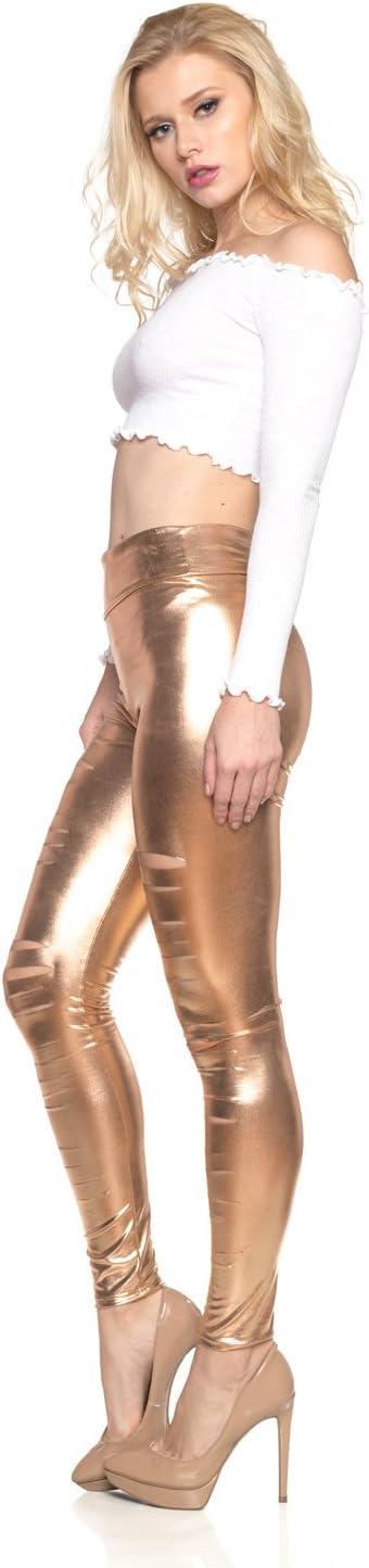 imageWomens J2 Love Faux Leather Ripped LeggingRose Gold