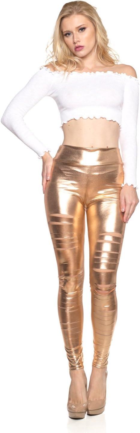 imageWomens J2 Love Faux Leather Ripped LeggingRose Gold