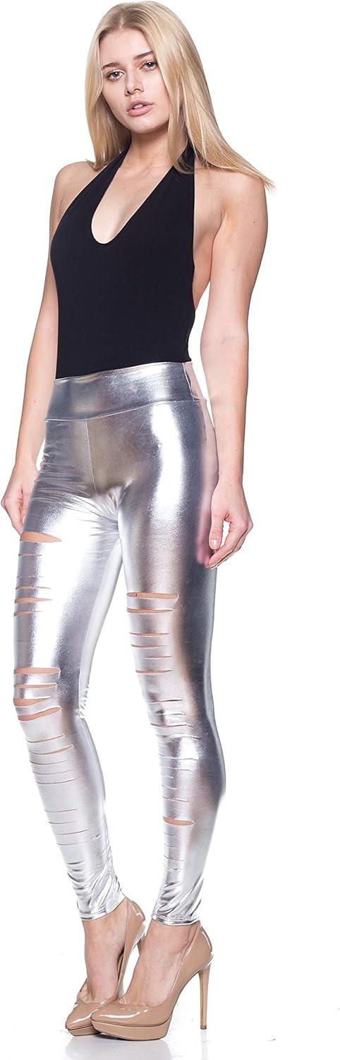 imageWomens J2 Love Faux Leather Ripped LeggingSilver