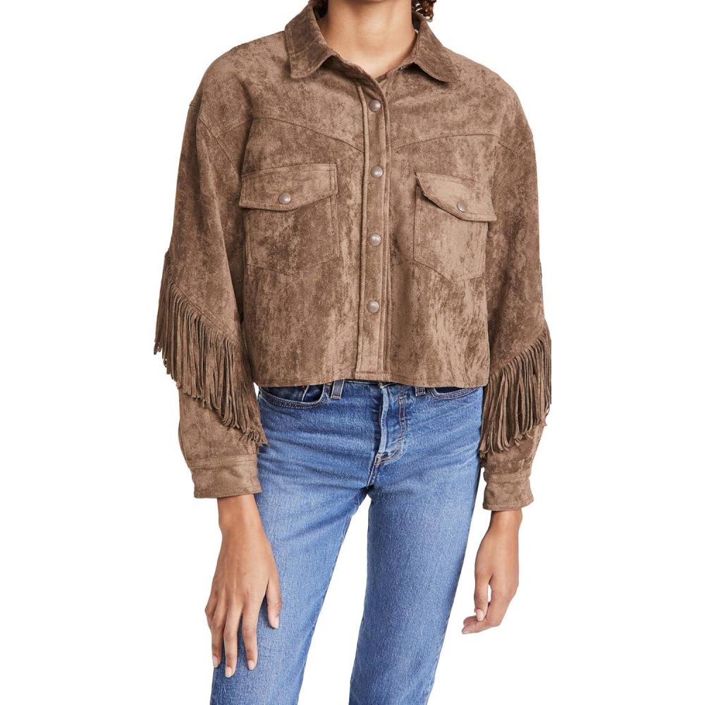 imageBLANKNYC Womens Hot Cocoa Faux Suede Fringe JacketHot Cocoa
