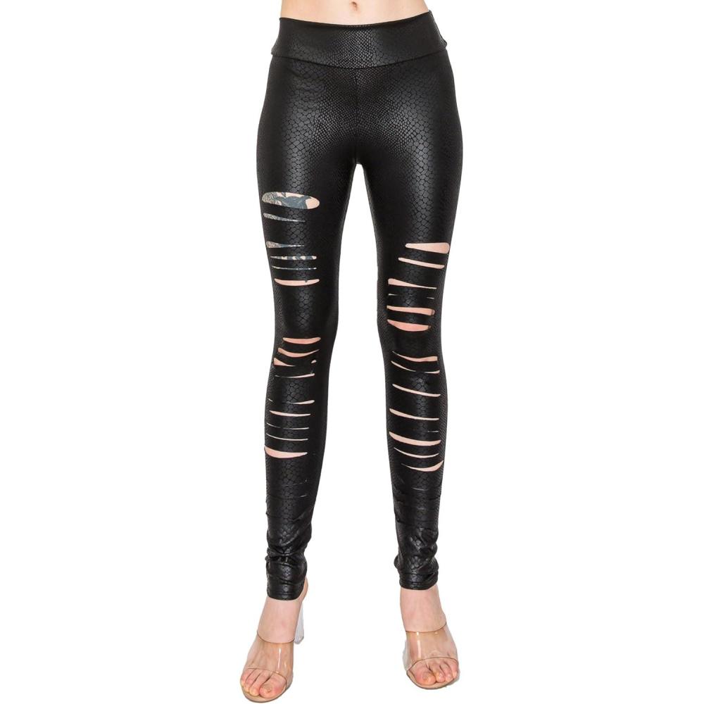 imageWomens J2 Love Faux Leather Ripped LeggingBlack Snake