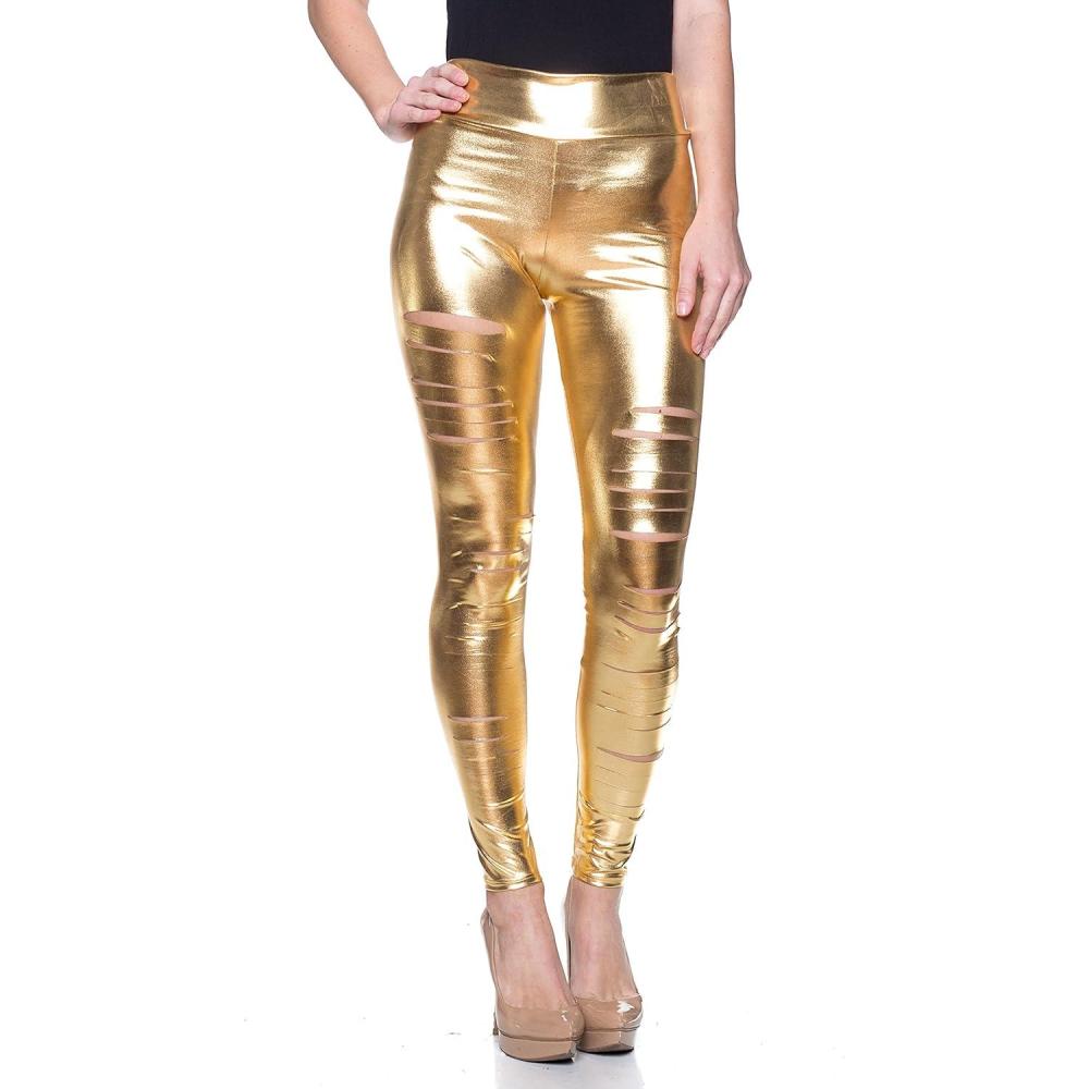 imageWomens J2 Love Faux Leather Ripped LeggingGold