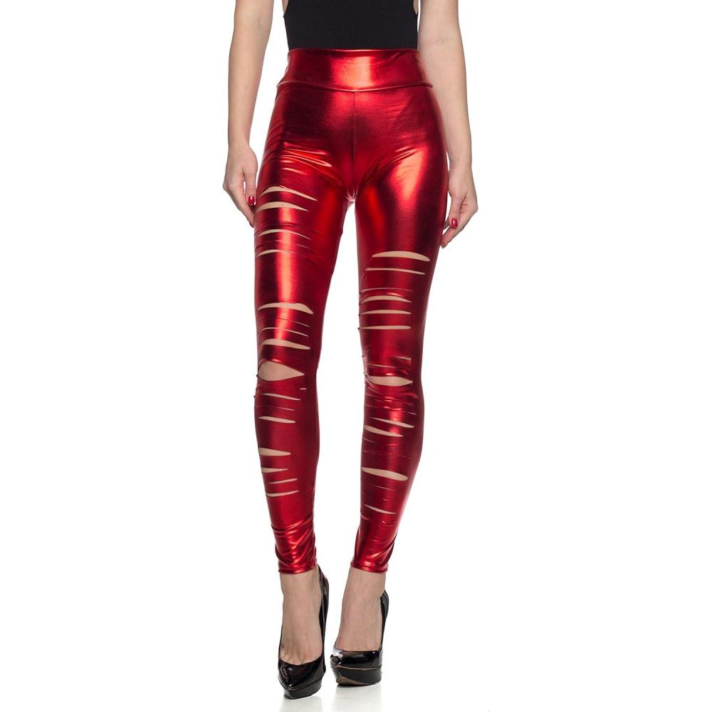 imageWomens J2 Love Faux Leather Ripped LeggingMetallic Red