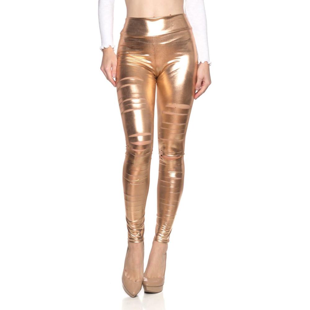 imageWomens J2 Love Faux Leather Ripped LeggingRose Gold
