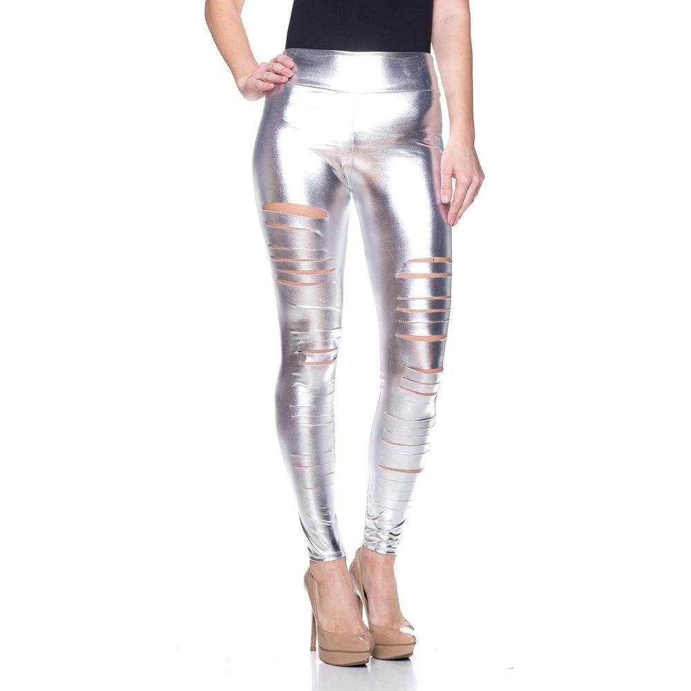 imageWomens J2 Love Faux Leather Ripped LeggingSilver