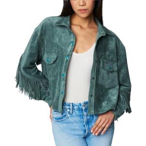 [BLANKNYC] Women’s Hot Cocoa Faux Suede Fringe Jacket(Olive Branch)