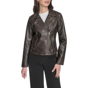 Levi’s womens Moto Jacket With Welt Pockets(Vintage Grainy Brown)