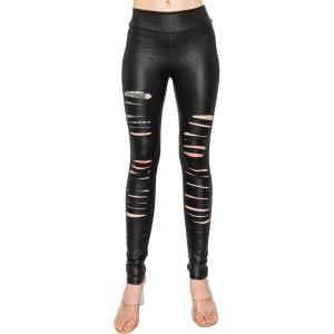Women’s J2 Love Faux Leather Ripped Legging(Black Snake)