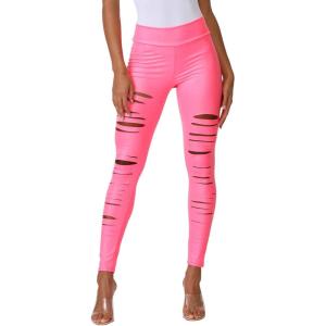 Women’s J2 Love Faux Leather Ripped Legging(Neon Pink)