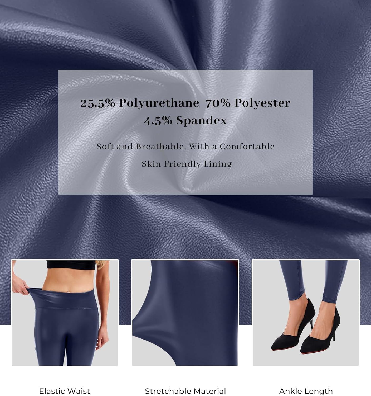 imageFaux Leather Leggings for Women Tummy Control High WaistDblue