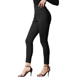 Allegra K Women’s Faux Suede Leggings High Waisted Stretch Casual Faux Leather Pants for Women(Black)