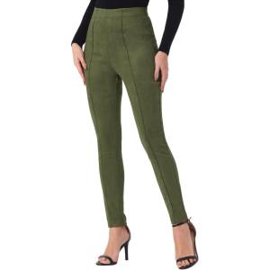 Allegra K Women’s Faux Suede Leggings High Waisted Stretch Casual Faux Leather Pants for Women(Light Army Green)