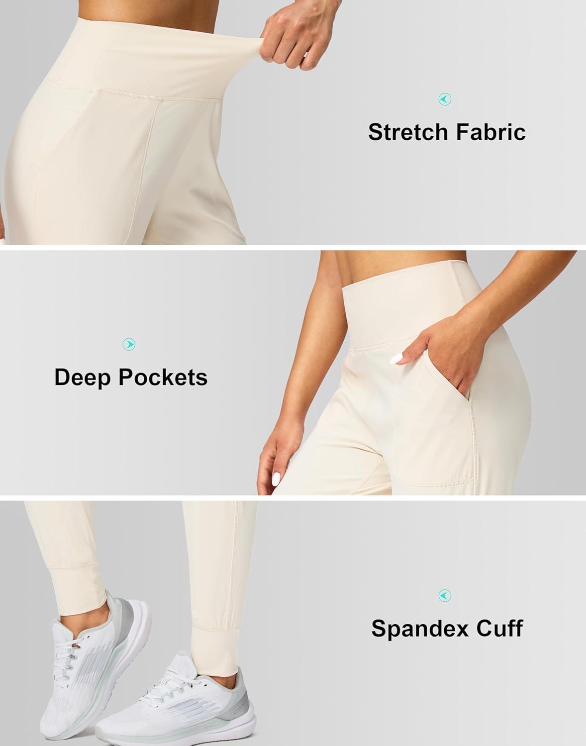 imageG Gradual Womens Joggers High Waisted Yoga Pants with Pockets Loose Leggings for Women Workout Athletic LoungeBeige