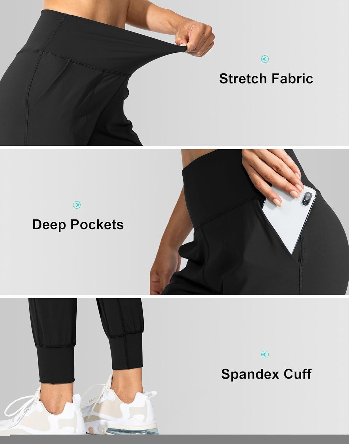 imageG Gradual Womens Joggers High Waisted Yoga Pants with Pockets Loose Leggings for Women Workout Athletic LoungeBlack