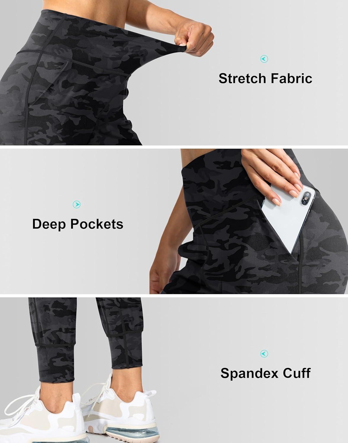 imageG Gradual Womens Joggers High Waisted Yoga Pants with Pockets Loose Leggings for Women Workout Athletic LoungeBlack Camo