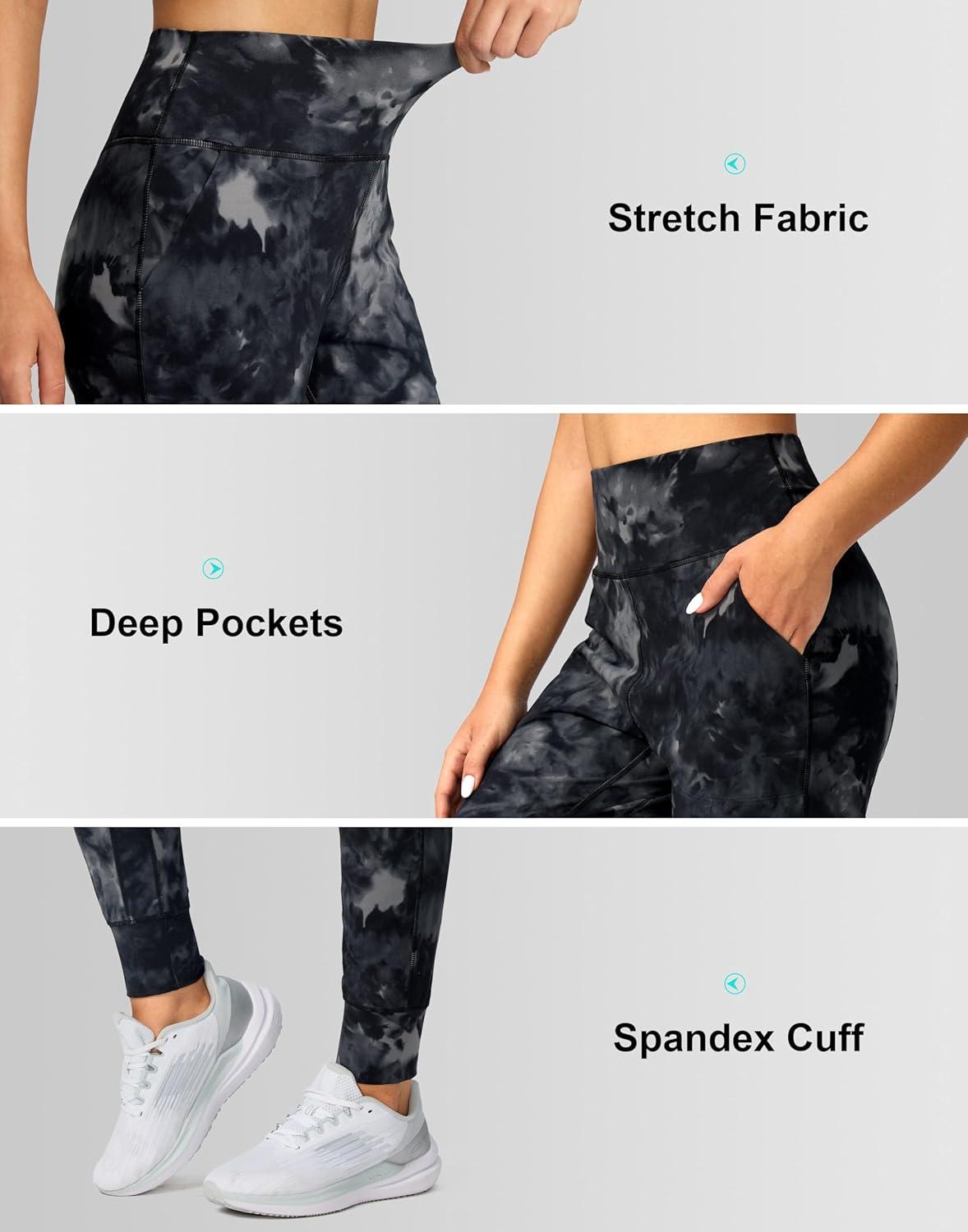 imageG Gradual Womens Joggers High Waisted Yoga Pants with Pockets Loose Leggings for Women Workout Athletic LoungeBlack Tie Dye