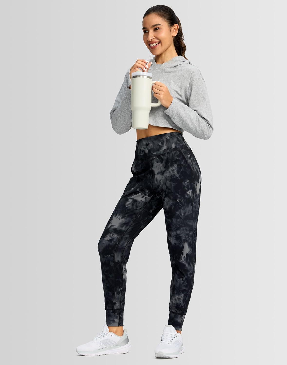 imageG Gradual Womens Joggers High Waisted Yoga Pants with Pockets Loose Leggings for Women Workout Athletic LoungeBlack Tie Dye