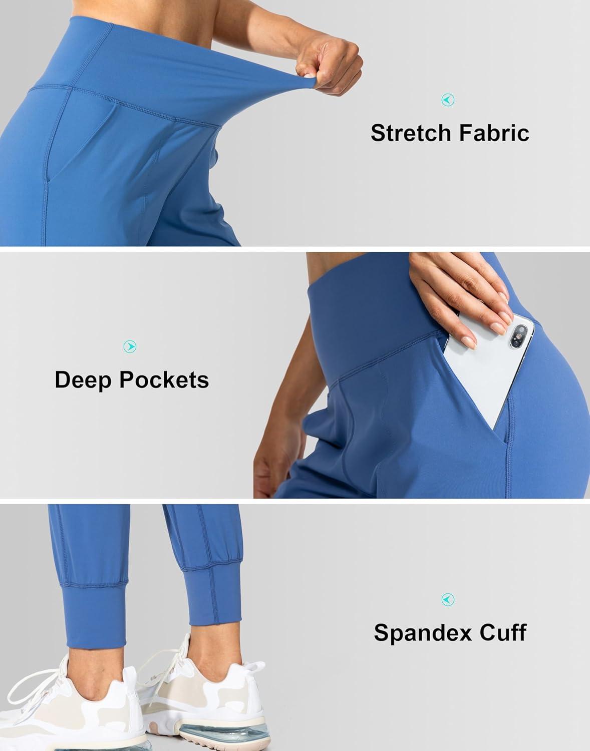 imageG Gradual Womens Joggers High Waisted Yoga Pants with Pockets Loose Leggings for Women Workout Athletic LoungeBlue