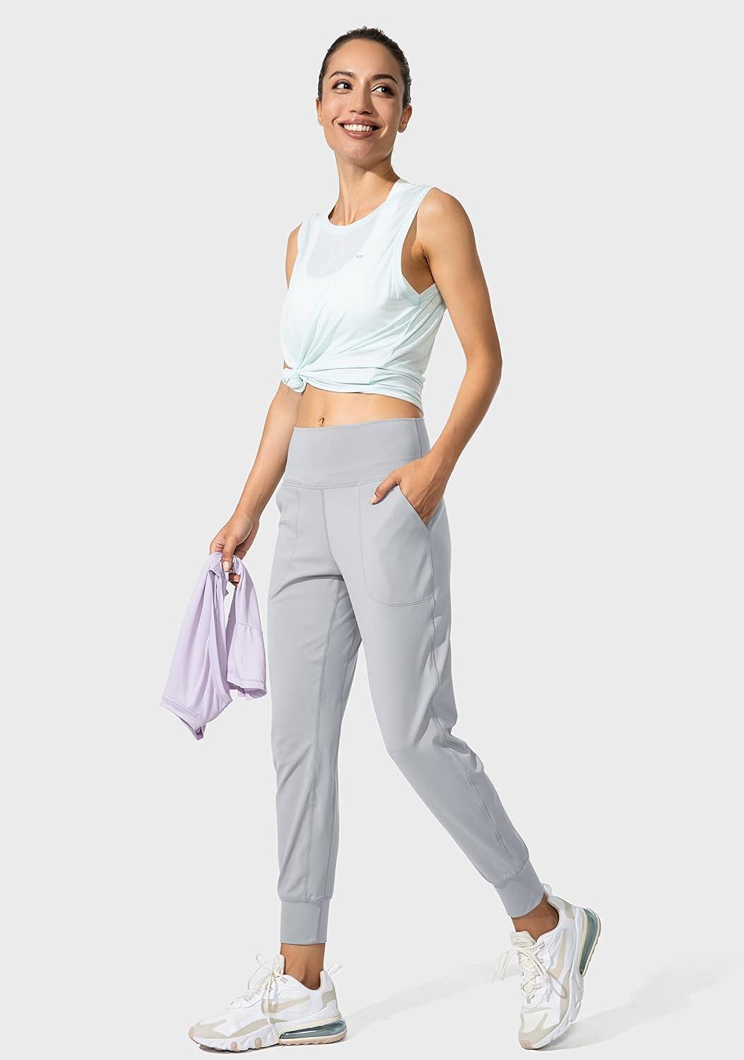 imageG Gradual Womens Joggers High Waisted Yoga Pants with Pockets Loose Leggings for Women Workout Athletic LoungeBright Grey
