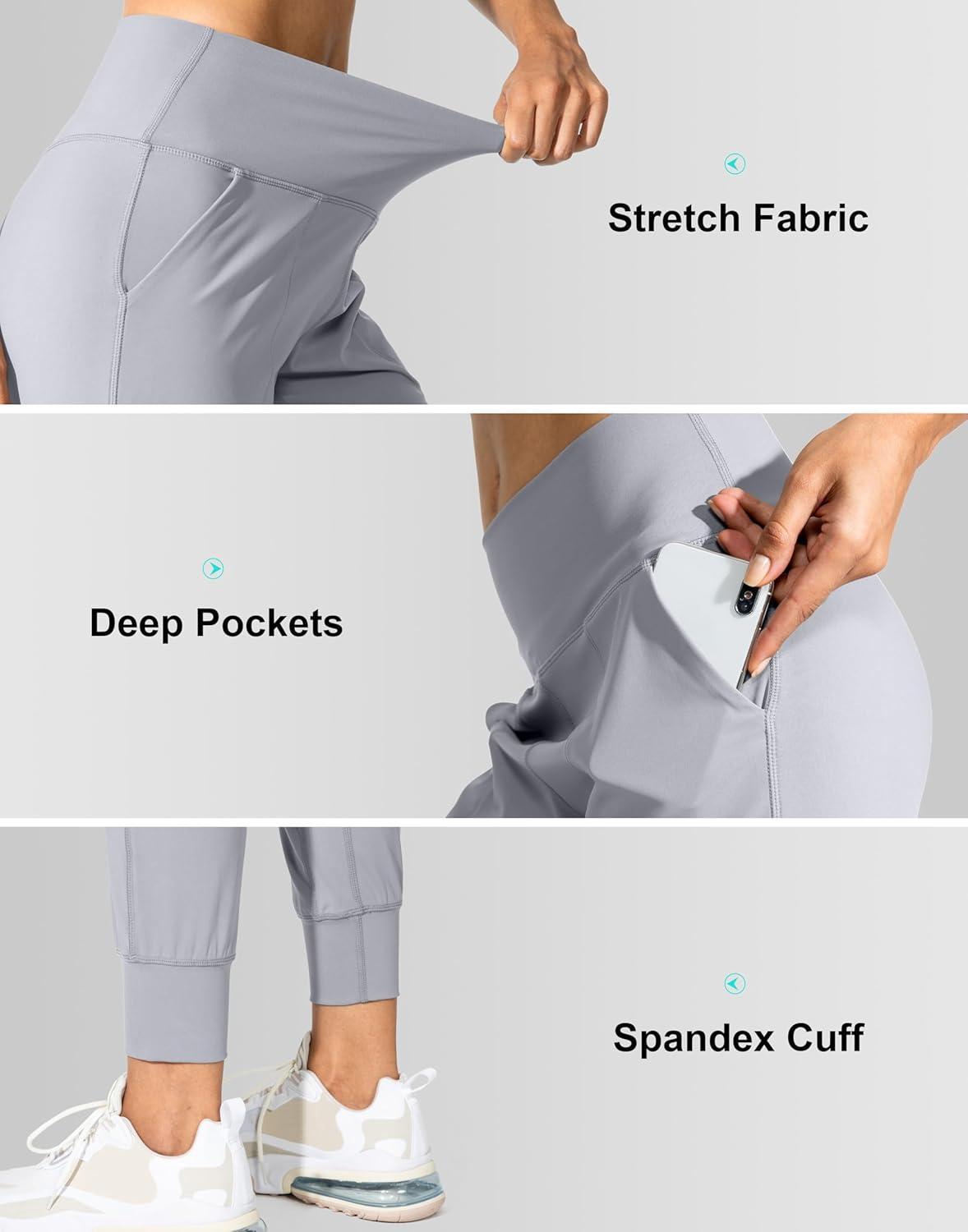 imageG Gradual Womens Joggers High Waisted Yoga Pants with Pockets Loose Leggings for Women Workout Athletic LoungeBright Grey