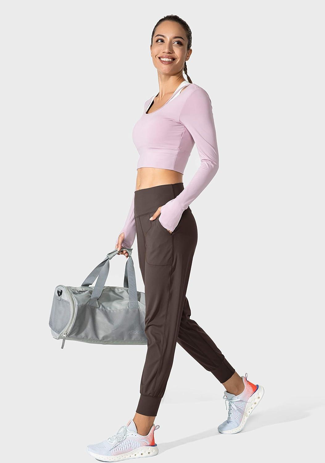 imageG Gradual Womens Joggers High Waisted Yoga Pants with Pockets Loose Leggings for Women Workout Athletic LoungeBrown