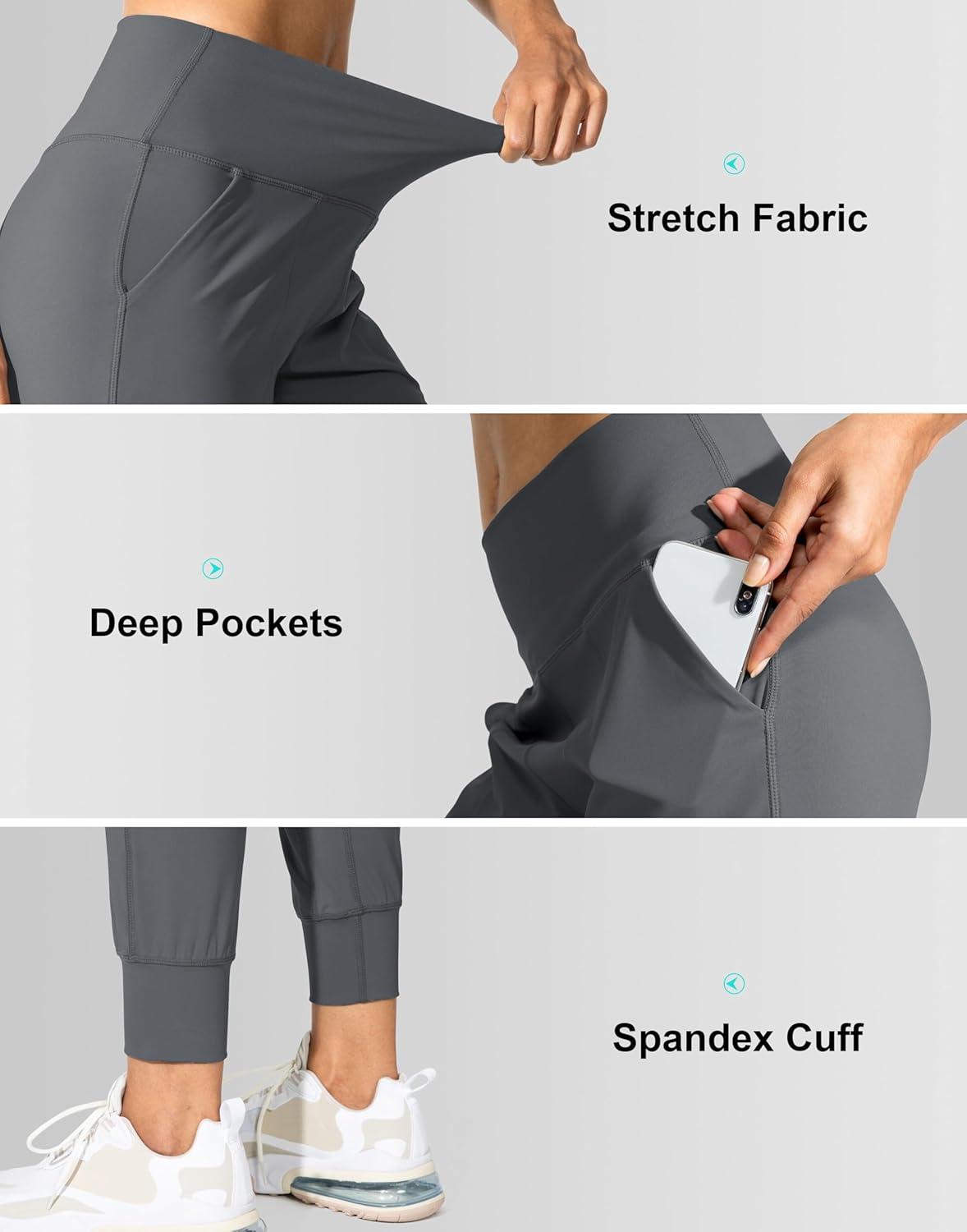 imageG Gradual Womens Joggers High Waisted Yoga Pants with Pockets Loose Leggings for Women Workout Athletic LoungeDark Grey