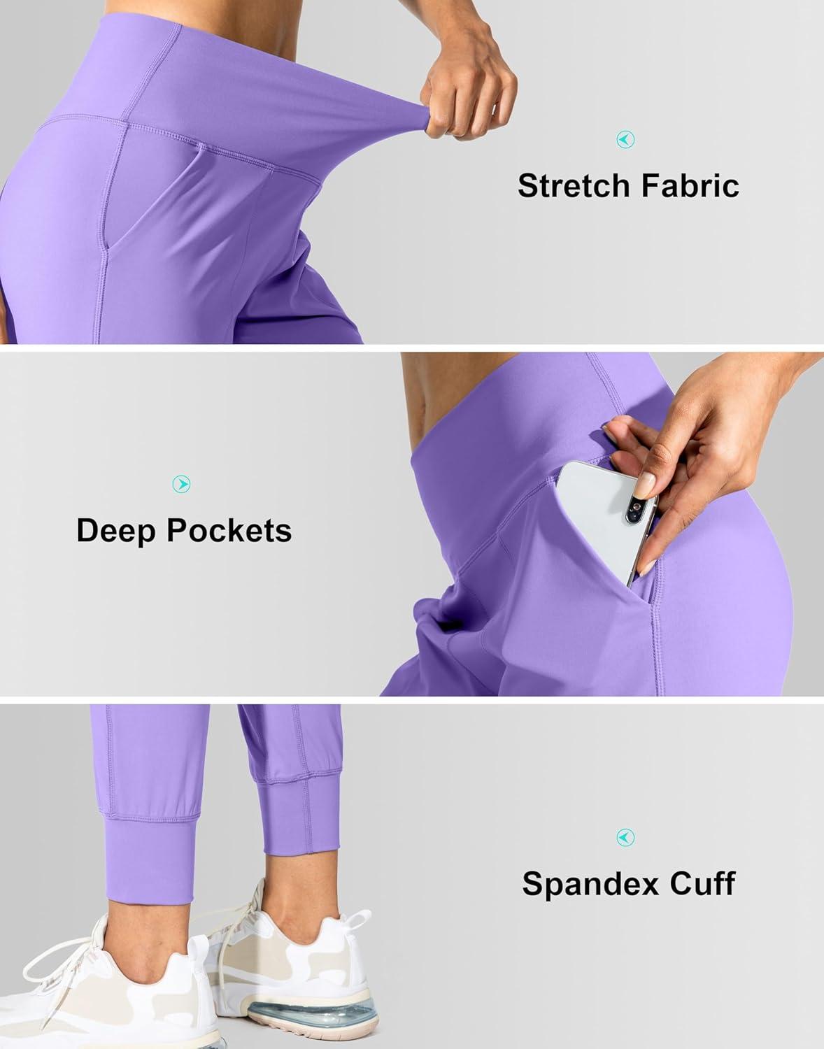 imageG Gradual Womens Joggers High Waisted Yoga Pants with Pockets Loose Leggings for Women Workout Athletic LoungeDeep Lavender