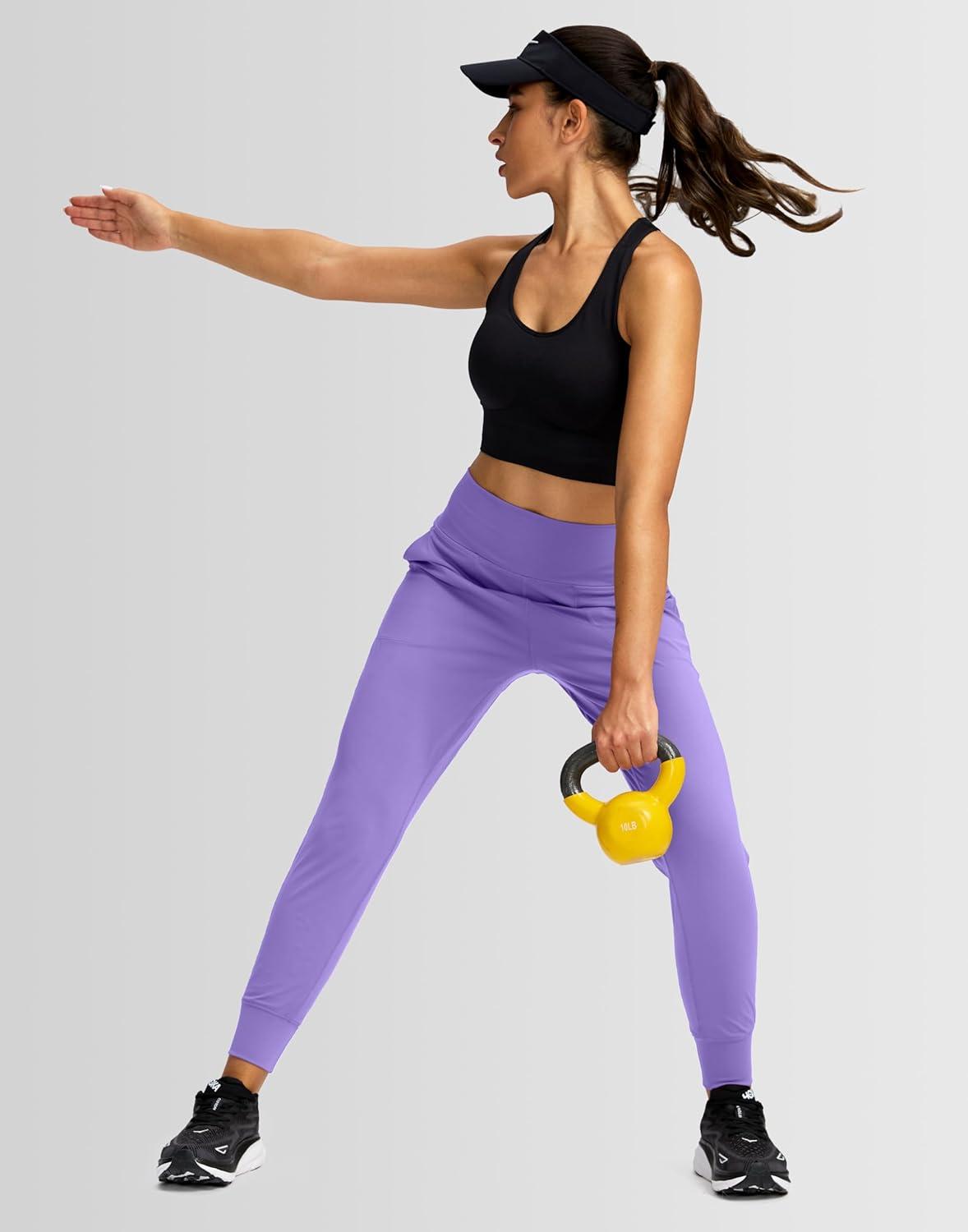 imageG Gradual Womens Joggers High Waisted Yoga Pants with Pockets Loose Leggings for Women Workout Athletic LoungeDeep Lavender