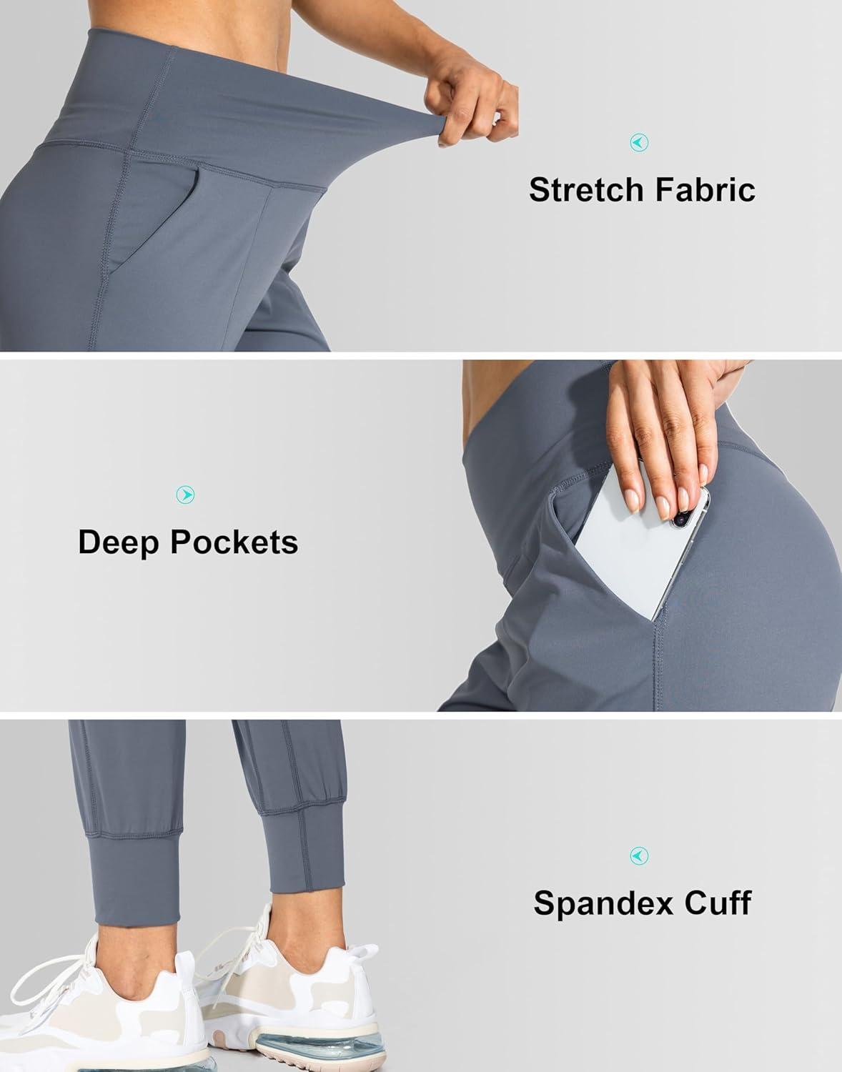 imageG Gradual Womens Joggers High Waisted Yoga Pants with Pockets Loose Leggings for Women Workout Athletic LoungeDusty Blue