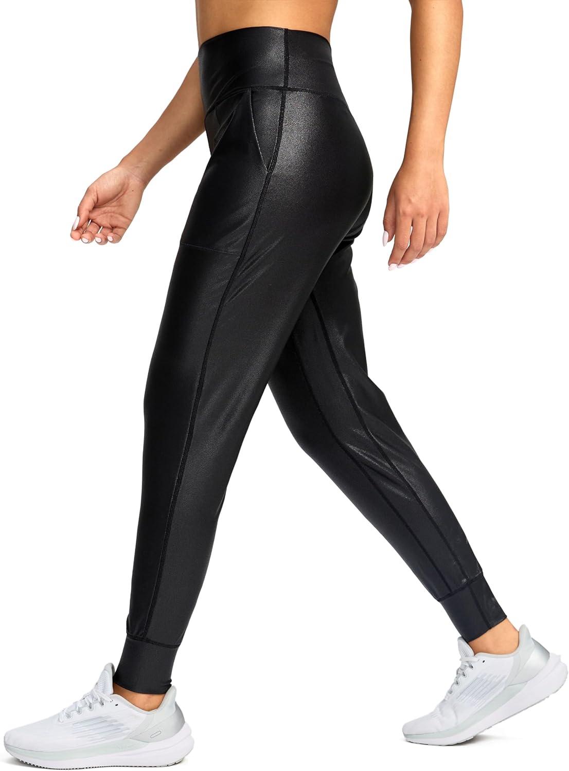 imageG Gradual Womens Joggers High Waisted Yoga Pants with Pockets Loose Leggings for Women Workout Athletic LoungeFaux Leather Coated