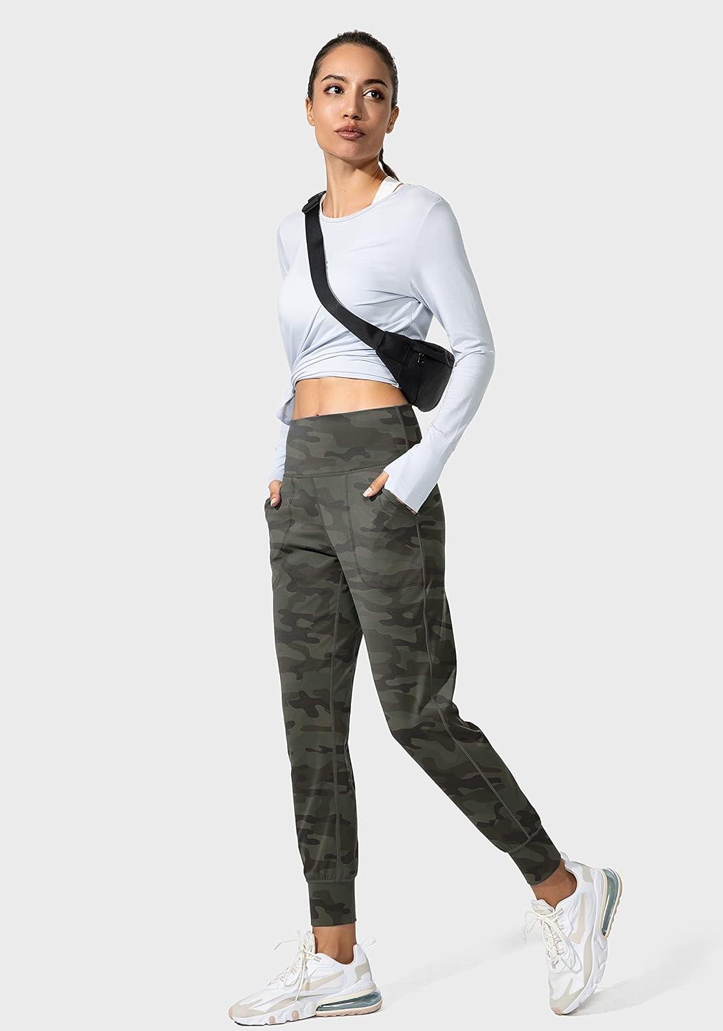 imageG Gradual Womens Joggers High Waisted Yoga Pants with Pockets Loose Leggings for Women Workout Athletic LoungeGreen Camo